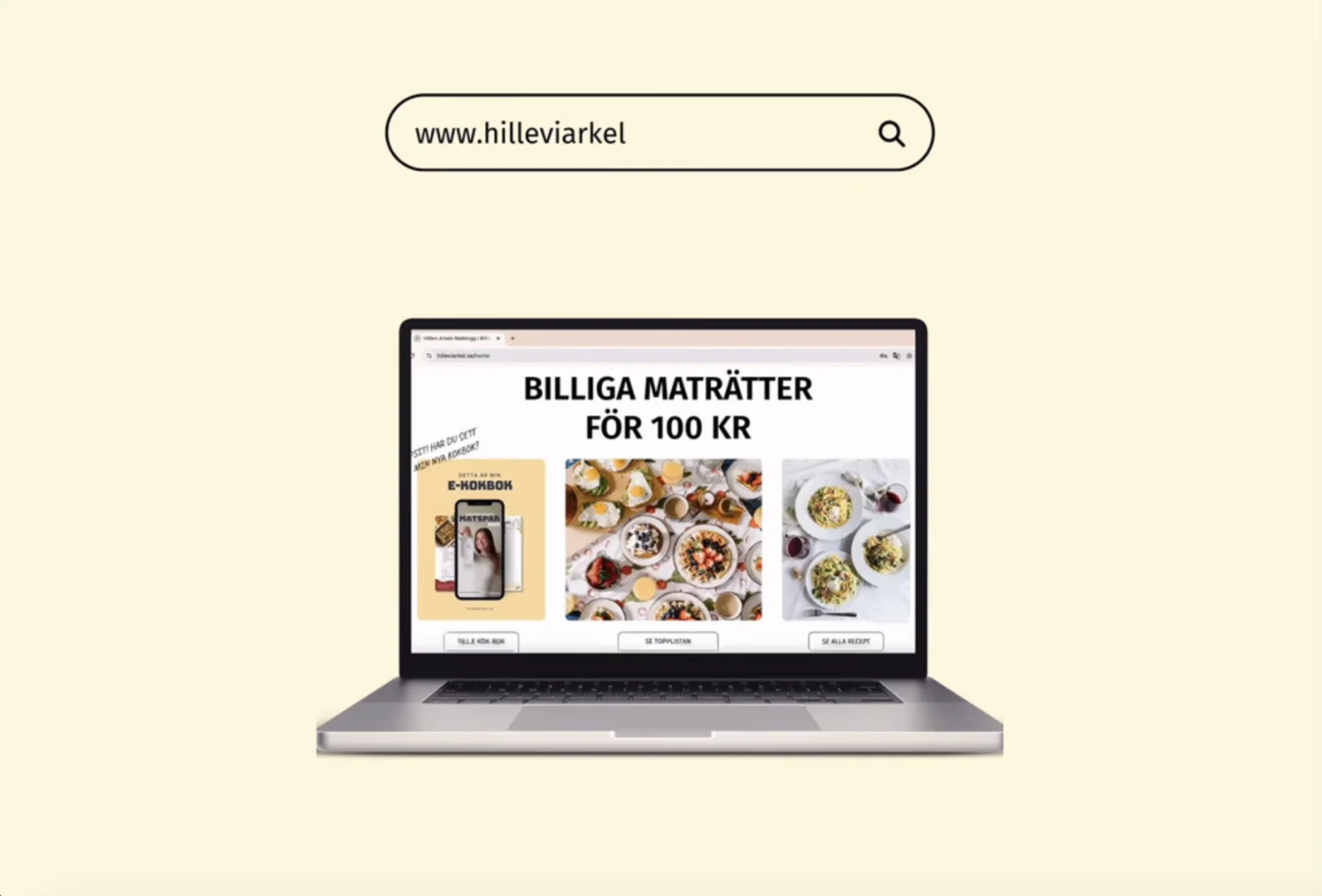 Website & recepie search monitor for food influencer Hillevi Arkel - SEO, Webdesign, Video creation