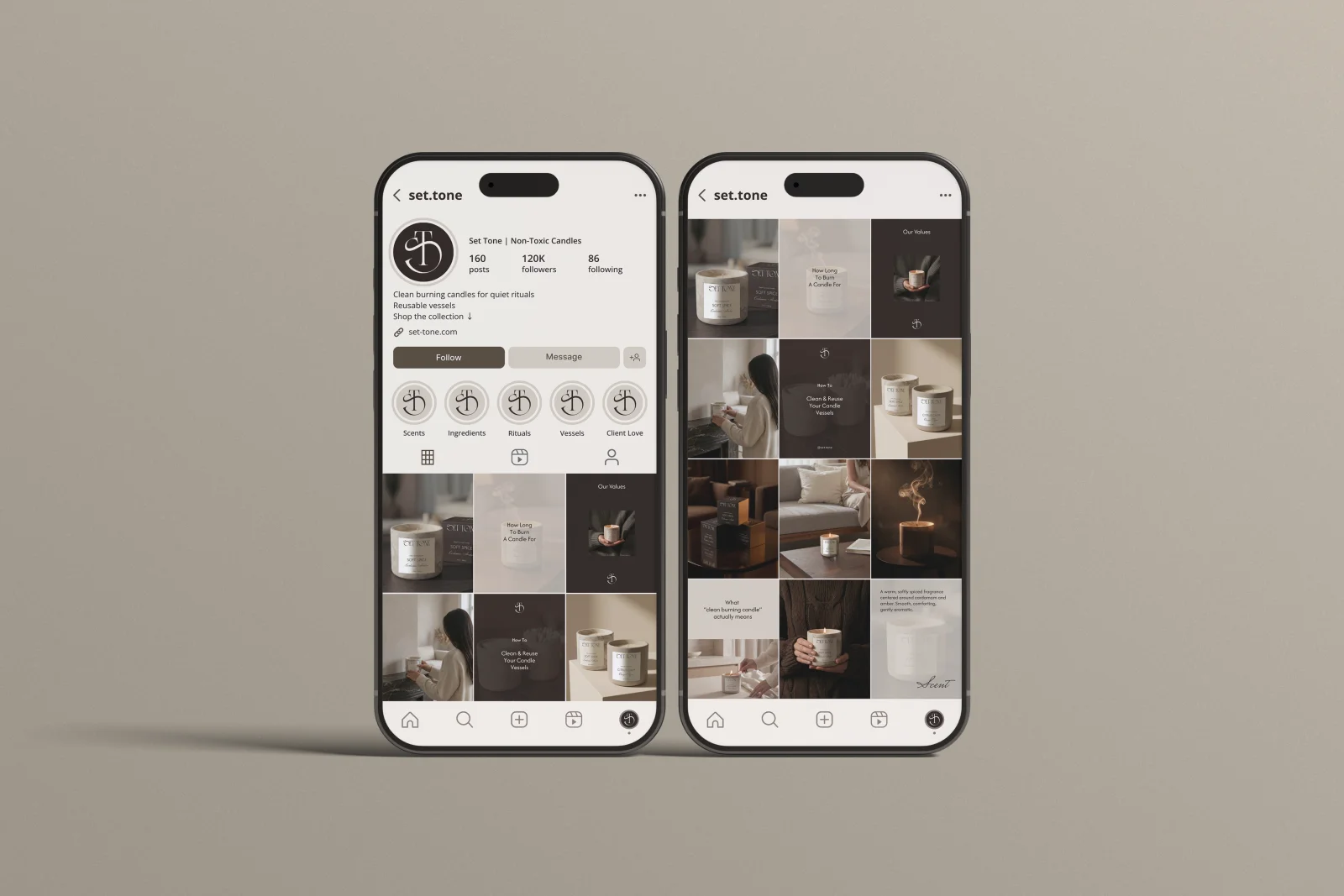 Set Tone | Sustainable Candle | Brand Identity | Packaging Design | Social Media Templates
