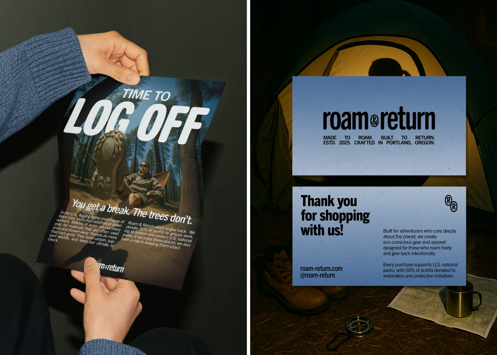 Roam & Return | Outdoor Apparel | Brand Identity & Product Label Design